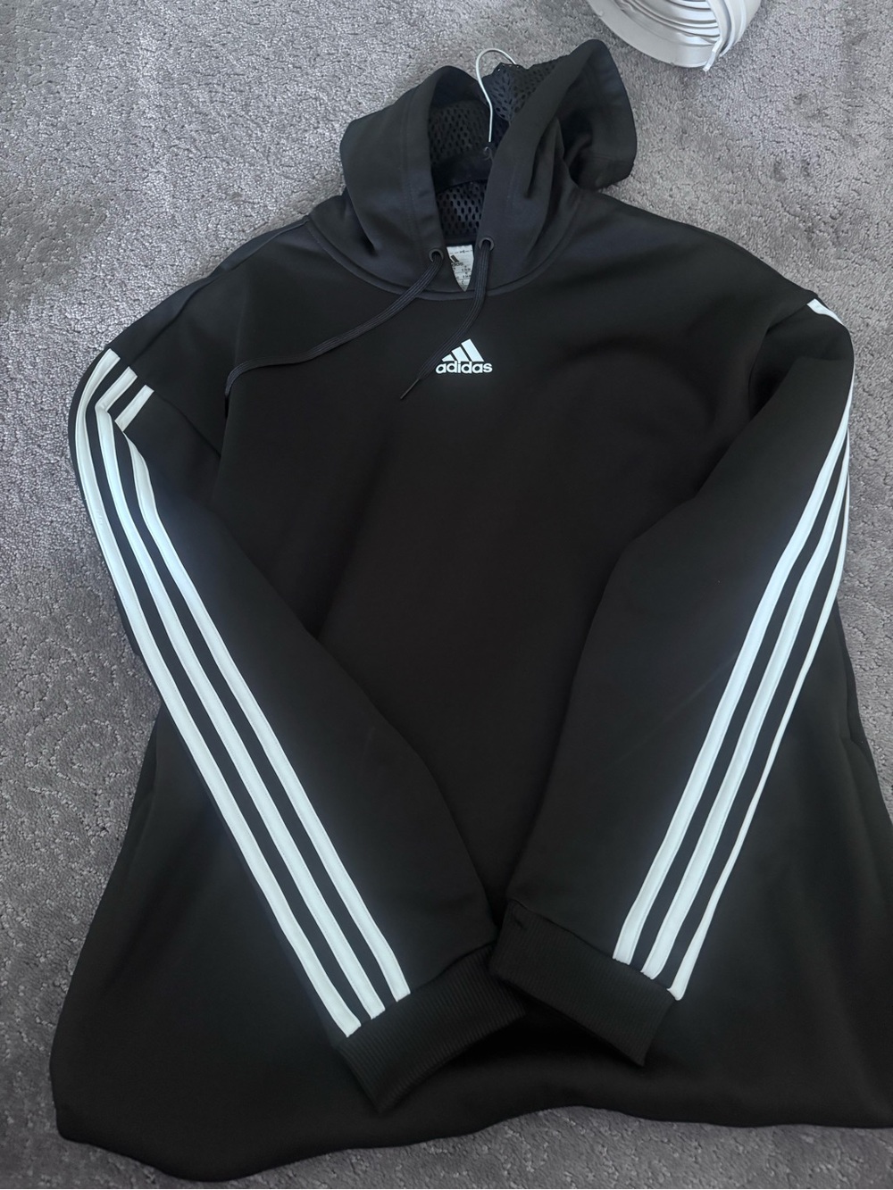 adidas Black Crewneck Sweatshirt with White Three-Stripes